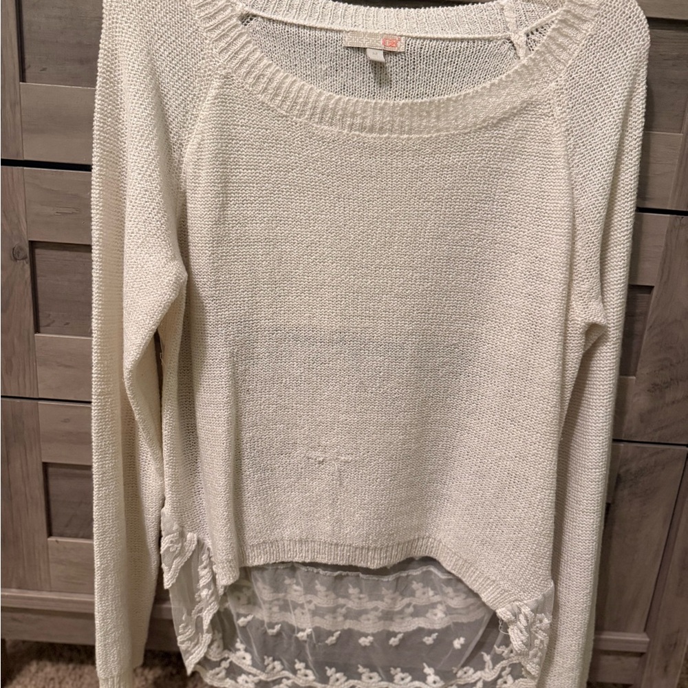 GAP Women's Cream Sweater with Lace Detail